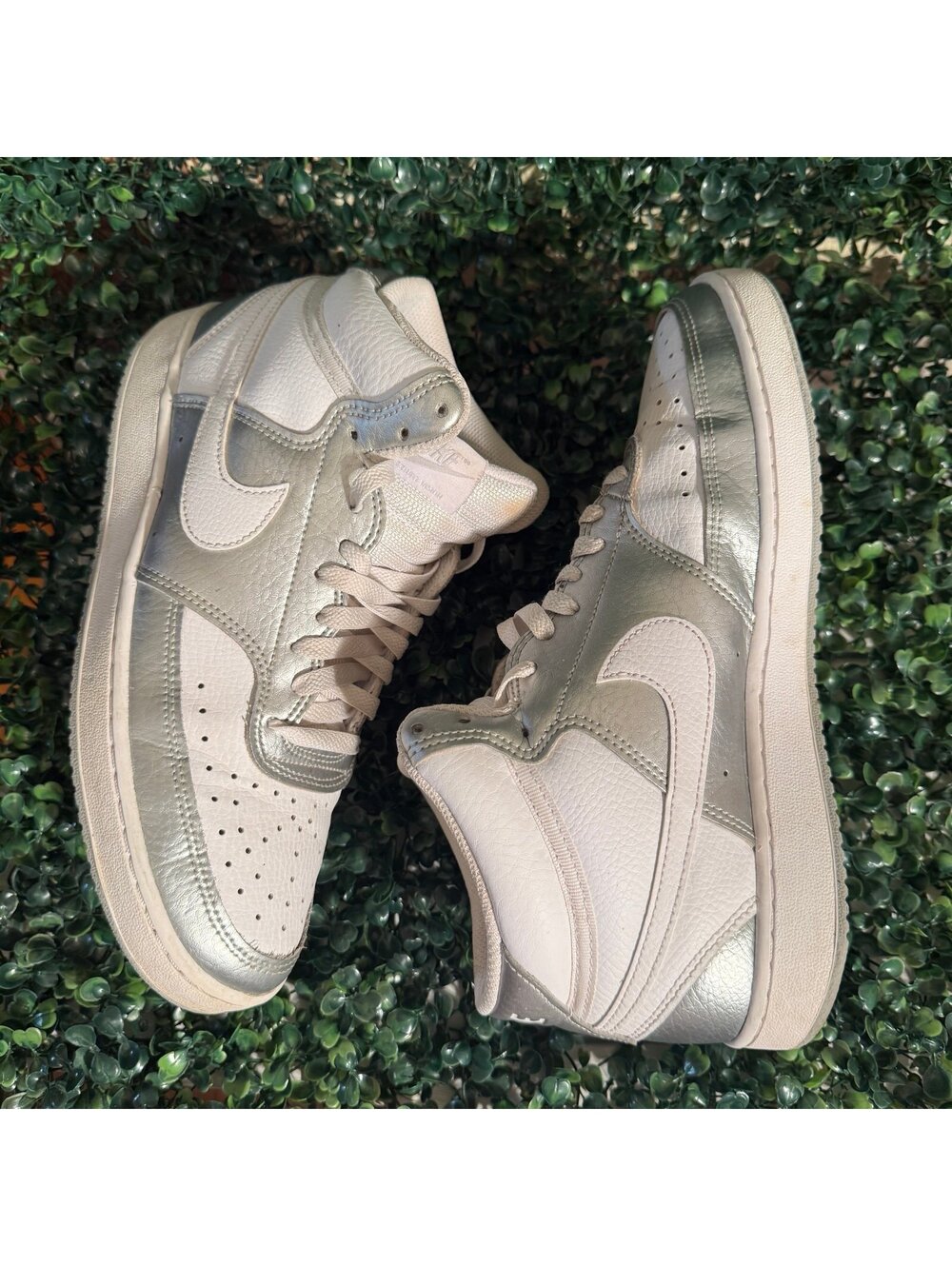 Nike Court Vision Mid - Women`s Sneaker Grey White Silver CD5436-108 size 9.5
